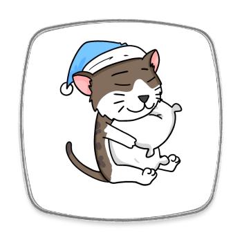 Chat race American Wirehair - Magnet carré - blanc - Devant
