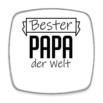 Papa Shirt - Bester Papa der Welt - Vatertag - Viereckiger Kühlschrankmagnet - Weiß - Vorne