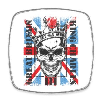 Skull King Charles König England Monarch - Viereckiger Kühlschrankmagnet - Weiß - Vorne