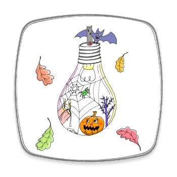 Halloween Kürbis mit Spinne - Viereckiger Kühlschrankmagnet - Weiß - Vorne
