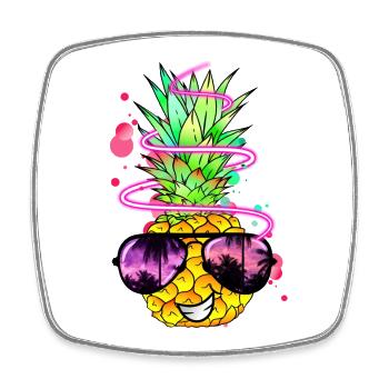 Ananas cool bunt spritzig - Viereckiger Kühlschrankmagnet - Weiß - Vorne