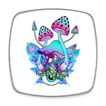 Magic Mushrooms Psychedelic Mushroom Eyes Art - Square fridge magnet - white - Front
