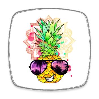 Ananas Mandala - Viereckiger Kühlschrankmagnet - Weiß - Vorne