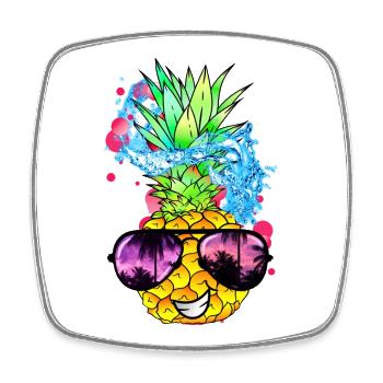 tangy pineapple fruit with face - Square fridge magnet - white - Front