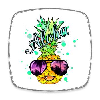 Vampire pineapple with cool sunglasses - Square fridge magnet - white - Front