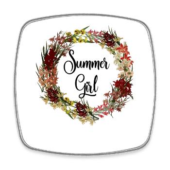 Summer Girl Gladious Flower Leo Zodiac Born In Aug - Square fridge magnet - white - Front