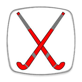 Feldhockeyschläger gekreuzt - Viereckiger Kühlschrankmagnet - Weiß - Vorne