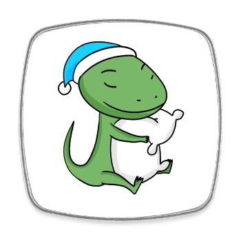 Lézard avec oreiller et tête endormie - Magnet carré - blanc - Devant