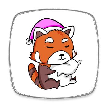 panda roux avec oreiller et bonnet de couchage - Magnet carré - blanc - Devant