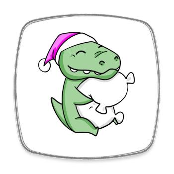 Crocodile avec oreiller et bonnet de couchage - Magnet carré - blanc - Devant