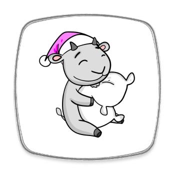 Goat with pillow and sleeping cap - Square fridge magnet - white - Front