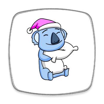 Koala with pillow and sleeping cap - Square fridge magnet - white - Front