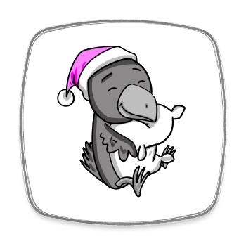 Crow with pillow and sleeping cap - Square fridge magnet - white - Front