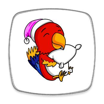 Parrot with pillow and sleeping cap - Square fridge magnet - white - Front