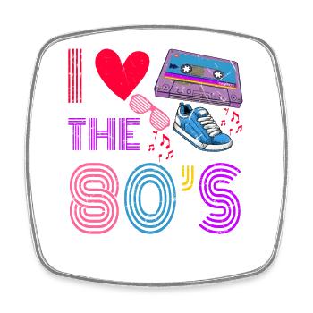 Kassette Retro Ich liebe das 80S Kostüm I Heart - Viereckiger Kühlschrankmagnet - Weiß - Vorne