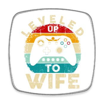 Montez de niveau en épouse Rétro Gamer - Magnet carré - blanc - Devant