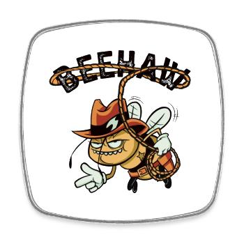 Beehaw Bee with Cowboy Hat Yeehaw - Square fridge magnet - white - Front