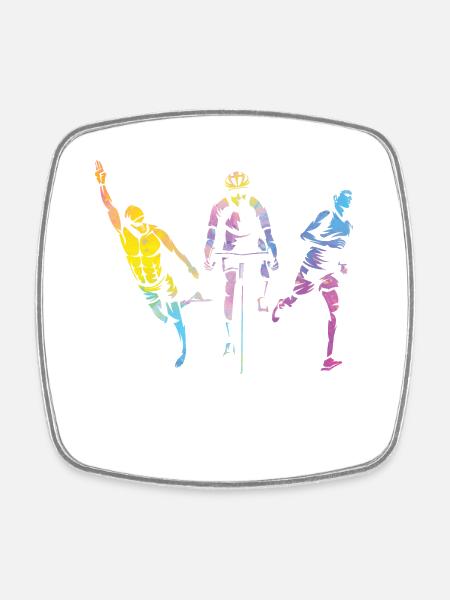 Wasserfarben Frauen Triathlon - Viereckiger Kühlschrankmagnet - Weiß
