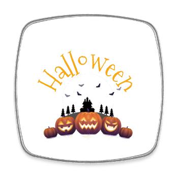 Halloween-Kürbisse & Schloss - Viereckiger Kühlschrankmagnet - Weiß - Vorne