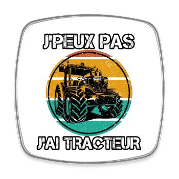 J'Peux Pas J'ai Tracteur - Magnet carré - blanc - Devant