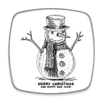 Schneemann Frohe Weihnachten - Viereckiger Kühlschrankmagnet - Weiß - Vorne