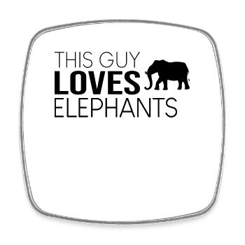 This guy loves elephants - Square fridge magnet - white - Front