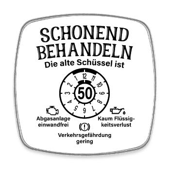 Schonend Behandeln 50. Geburtstag Alte Schüssel 50 - Viereckiger Kühlschrankmagnet - Weiß - Vorne