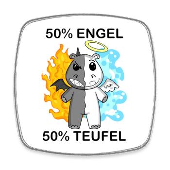 Nilpferd - Engel und Teufel - Viereckiger Kühlschrankmagnet - Weiß - Vorne