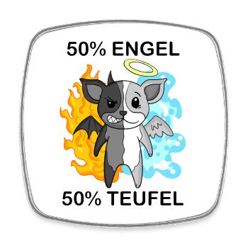 Hund Terrier - Engel und Teufel - Viereckiger Kühlschrankmagnet - Weiß - Vorne
