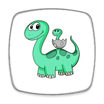 Dinosaurier mit Baby Dinosaurier - Viereckiger Kühlschrankmagnet - Weiß - Vorne