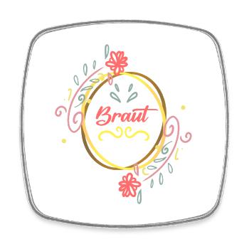 Braut Hochzeit JGA Heirat - Viereckiger Kühlschrankmagnet - Weiß - Vorne