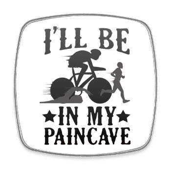 Je serai dans mon triathlon Paincave - Magnet carré - blanc - Devant