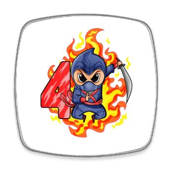 4ème anniversaire Garçon de 4 ans Ninja - Magnet carré - blanc - Devant