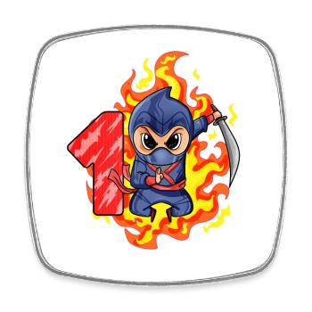 1st Birthday Boy 1 Year Old Ninja - Square fridge magnet - white - Front