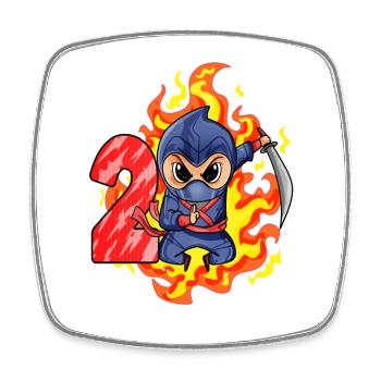 2ème anniversaire Garçon 2 ans Ninja - Magnet carré - blanc - Devant