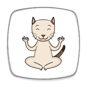 Yoga Katze Katzenbesitzer Kurzhaarige Hauskatze - Viereckiger Kühlschrankmagnet - Weiß - Vorne