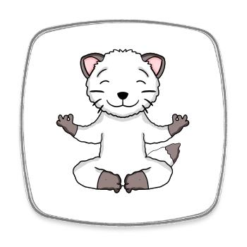 Yoga Katze Katzenbesitzer Japanese Bobtail - Viereckiger Kühlschrankmagnet - Weiß - Vorne