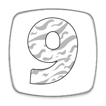 NINE - 9 - Square fridge magnet - white - Front