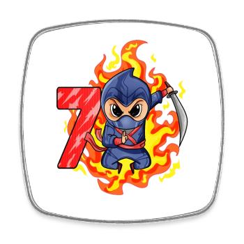 7ème anniversaire Garçon de 7 ans Ninja - Magnet carré - blanc - Devant