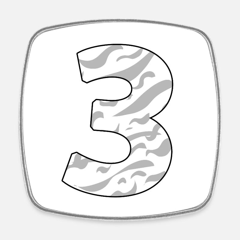 3 - Square fridge magnet - white
