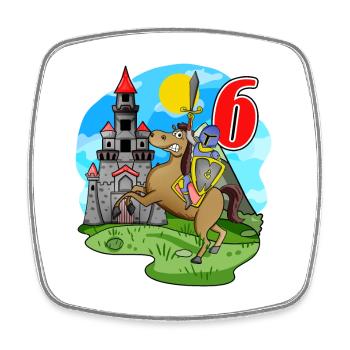 Ritter 6. Geburtstag 6 Jahre Junge Geschenk - Viereckiger Kühlschrankmagnet - Weiß - Vorne