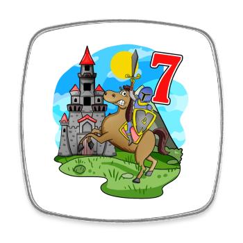 Ritter 7. Geburtstag 7 Jahre Junge Geschenk - Viereckiger Kühlschrankmagnet - Weiß - Vorne