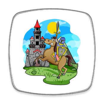 Knight Horse Castle pour les enfants - Magnet carré - blanc - Devant