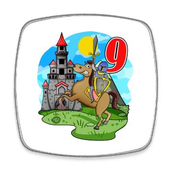 Ritter 9. Geburtstag 9 Jahre Junge Geschenk - Viereckiger Kühlschrankmagnet - Weiß - Vorne