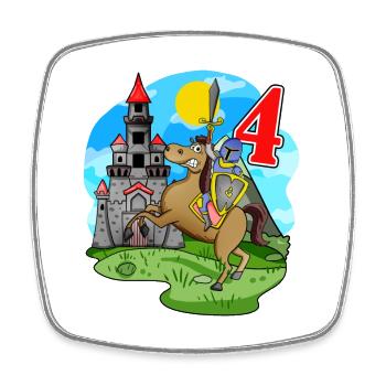 Ritter 4. Geburtstag 4 Jahre Junge Geschenk - Viereckiger Kühlschrankmagnet - Weiß - Vorne