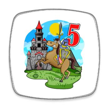 Ritter 5. Geburtstag 5 Jahre Junge Geschenk - Viereckiger Kühlschrankmagnet - Weiß - Vorne