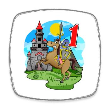 Ritter 1. Geburtstag 1 Jahre Junge Geschenk - Viereckiger Kühlschrankmagnet - Weiß - Vorne