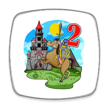Ritter 2. Geburtstag 2 Jahre Junge Geschenk - Viereckiger Kühlschrankmagnet - Weiß - Vorne