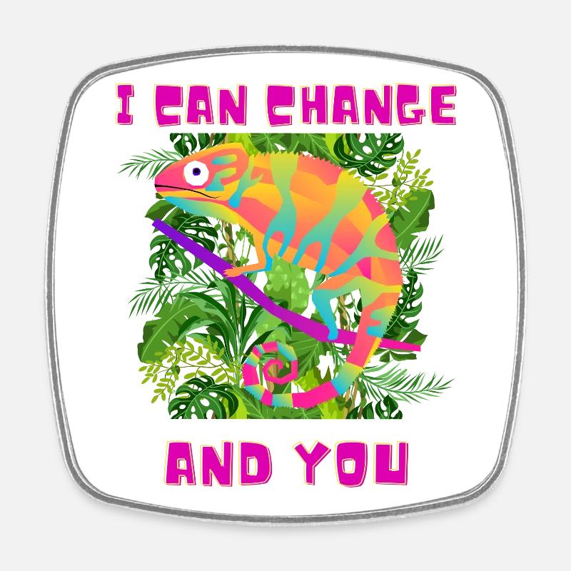 Funny Chameleon ;) - Square fridge magnet - white