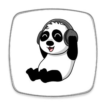 Niedlicher Panda hört Musik - Viereckiger Kühlschrankmagnet - Weiß - Vorne